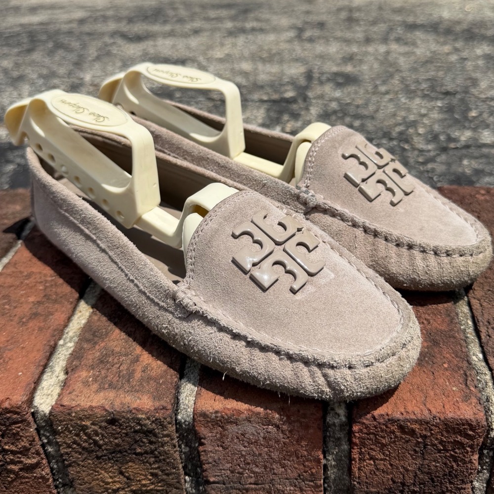 Tory Burch Lowell 2 Driver French Gray Natural Suede Slip-on Loafers 7M